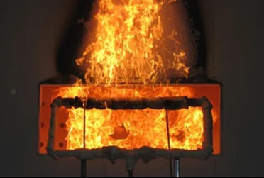 A combustion test demonstration depicting project compliance with NFPA 285 based on tested assemblies.