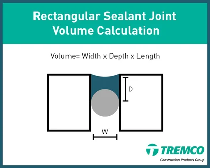 A diagram illustrating how to calculate rectangular sealant joint volume.